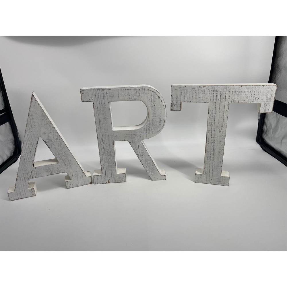 Hobby Lobby ART Wooden Letters Wall Decor Set Distressed White Farmhouse Rustic